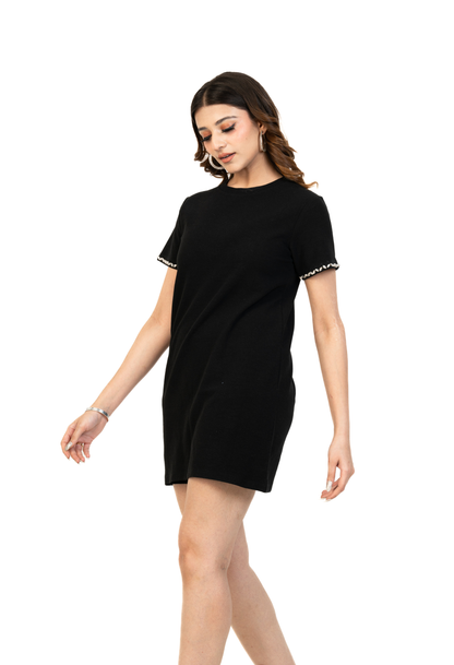 Knitted Mini Dress with Jewel Sleeve