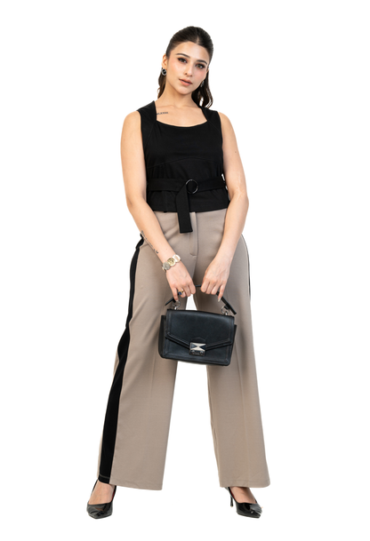 Corset Top with High Waisted Contrast Trousers