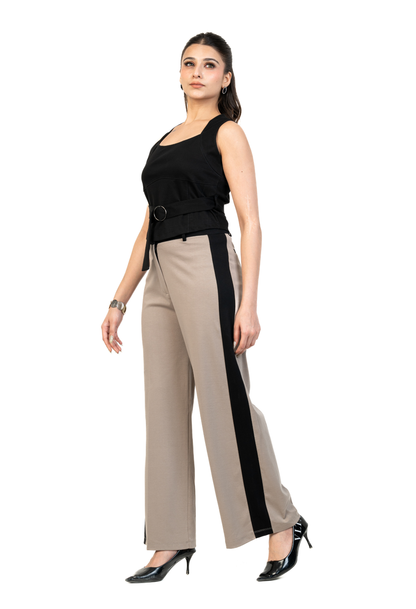 Corset Top with High Waisted Contrast Trousers
