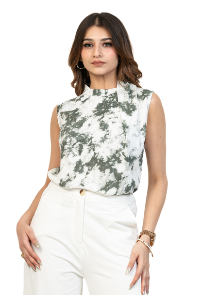 Printed Draped Top