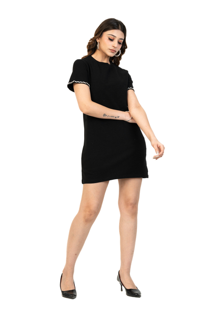 Knitted Mini Dress with Jewel Sleeve